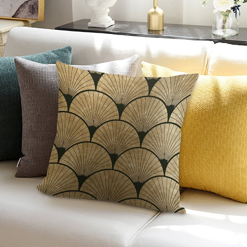 Art Deco Elegance - Golden Fan Soft Decorative Cover Throw Pillow