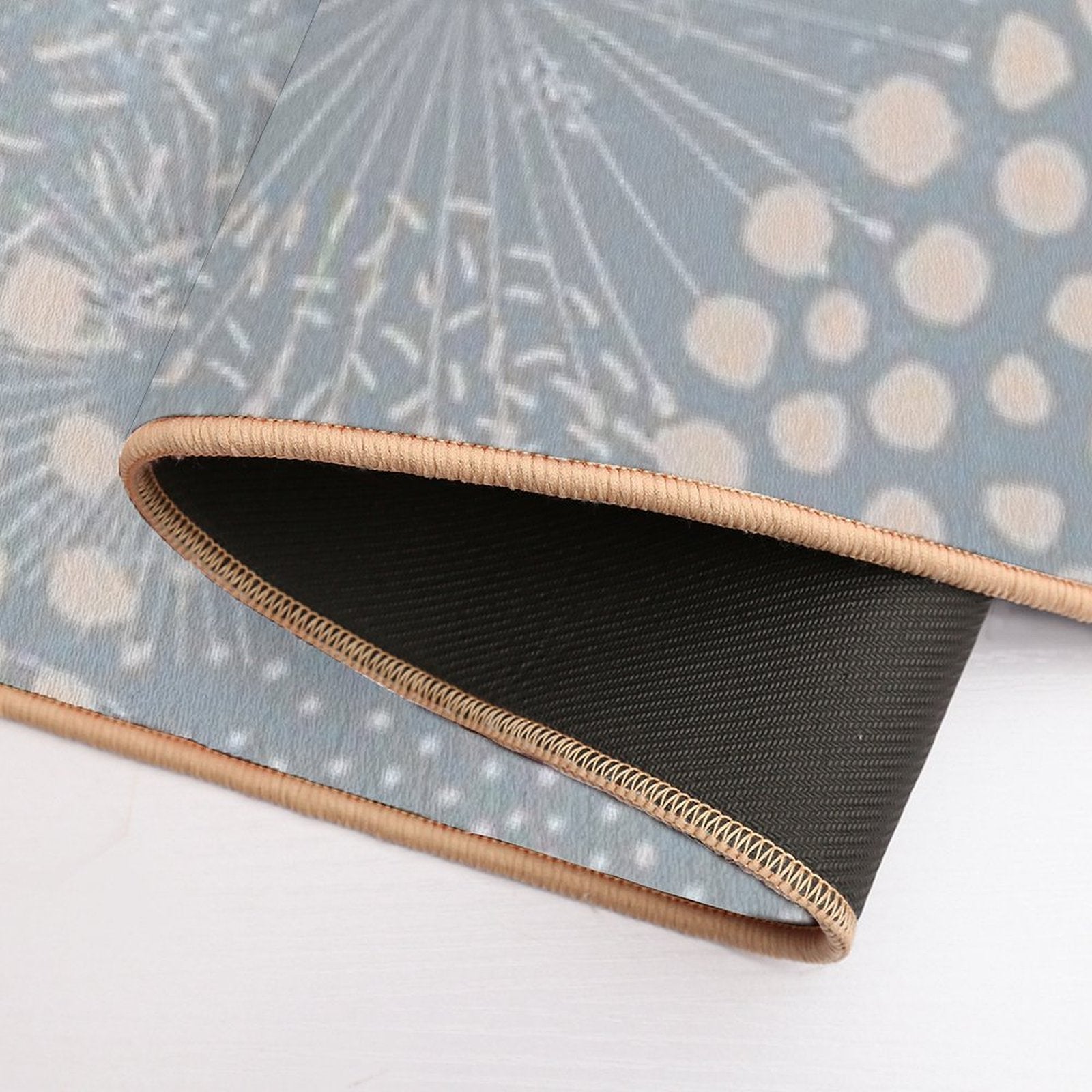 Blue  Abstract Geometric Repeat Pattern  Toxin-Free Bath Mat