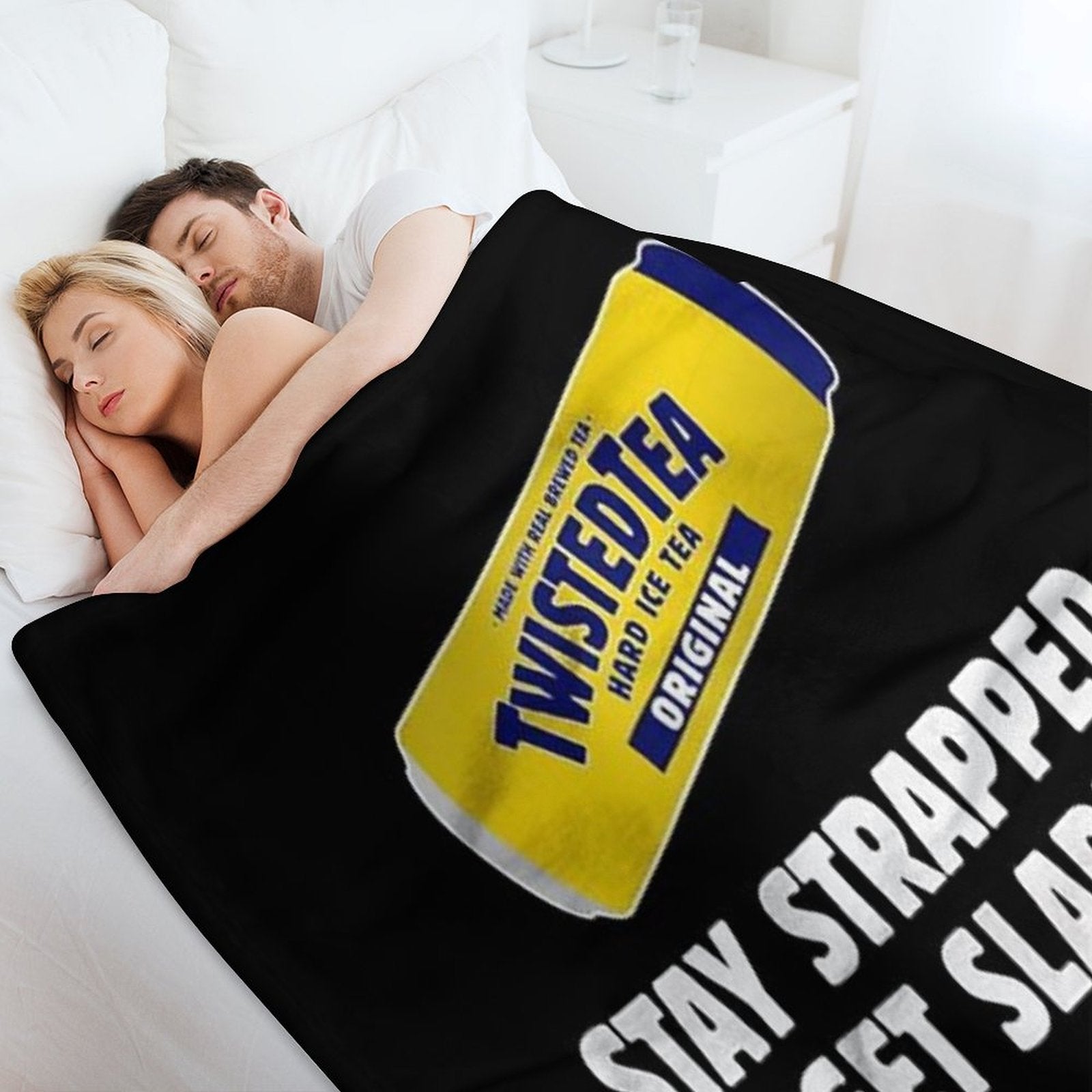 Twisted Tea Stay Strapped Or Get Clapped Eco-conscious Throw Blanket