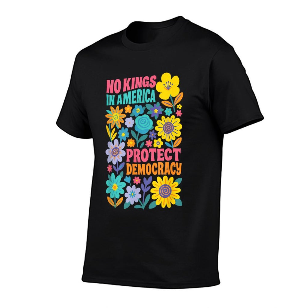 Retro Floral 70s No King In America Democracy Rejecting King  Moisture-wicking T-Shirt
