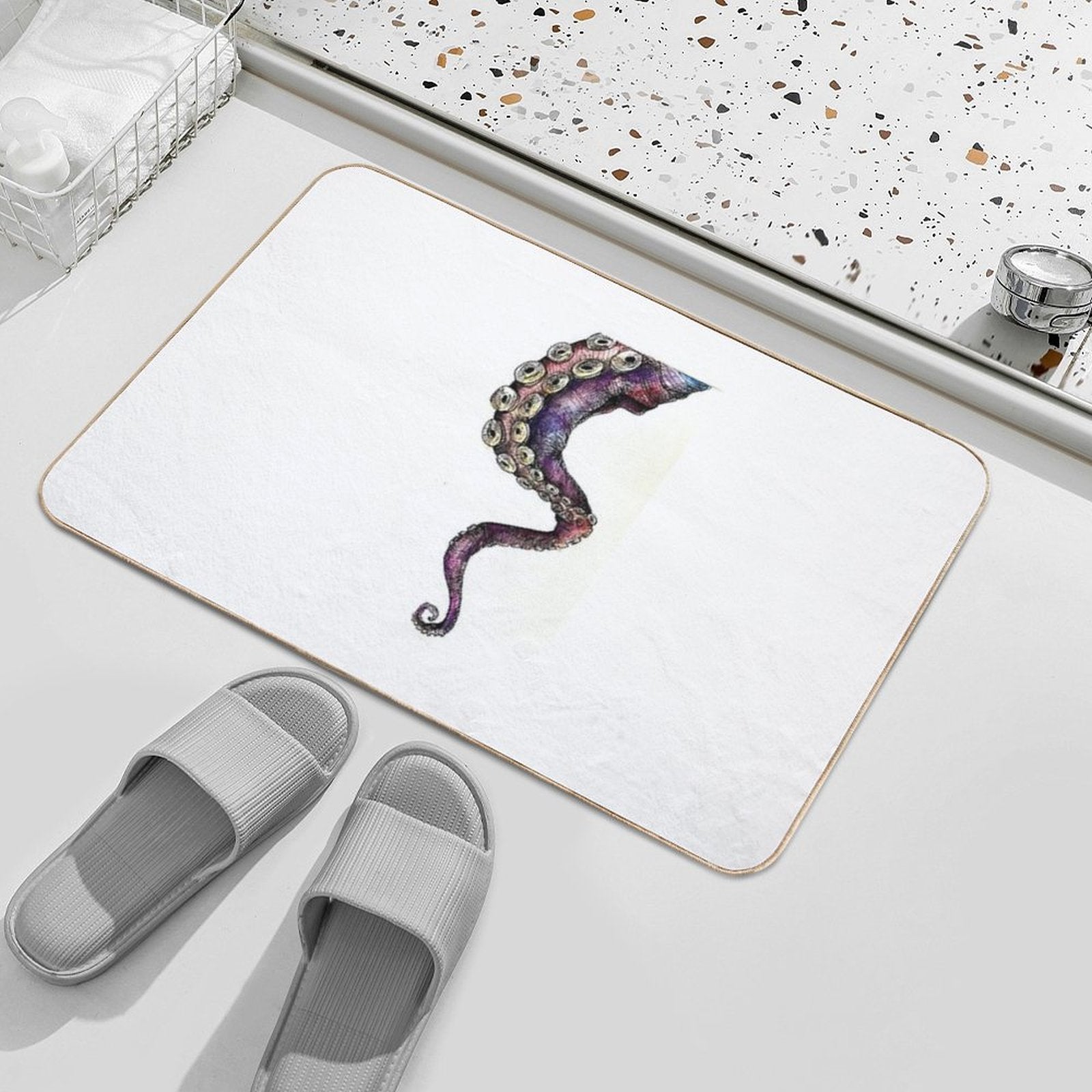Octopus Tentacle - Watercolour Durable Bath Mat
