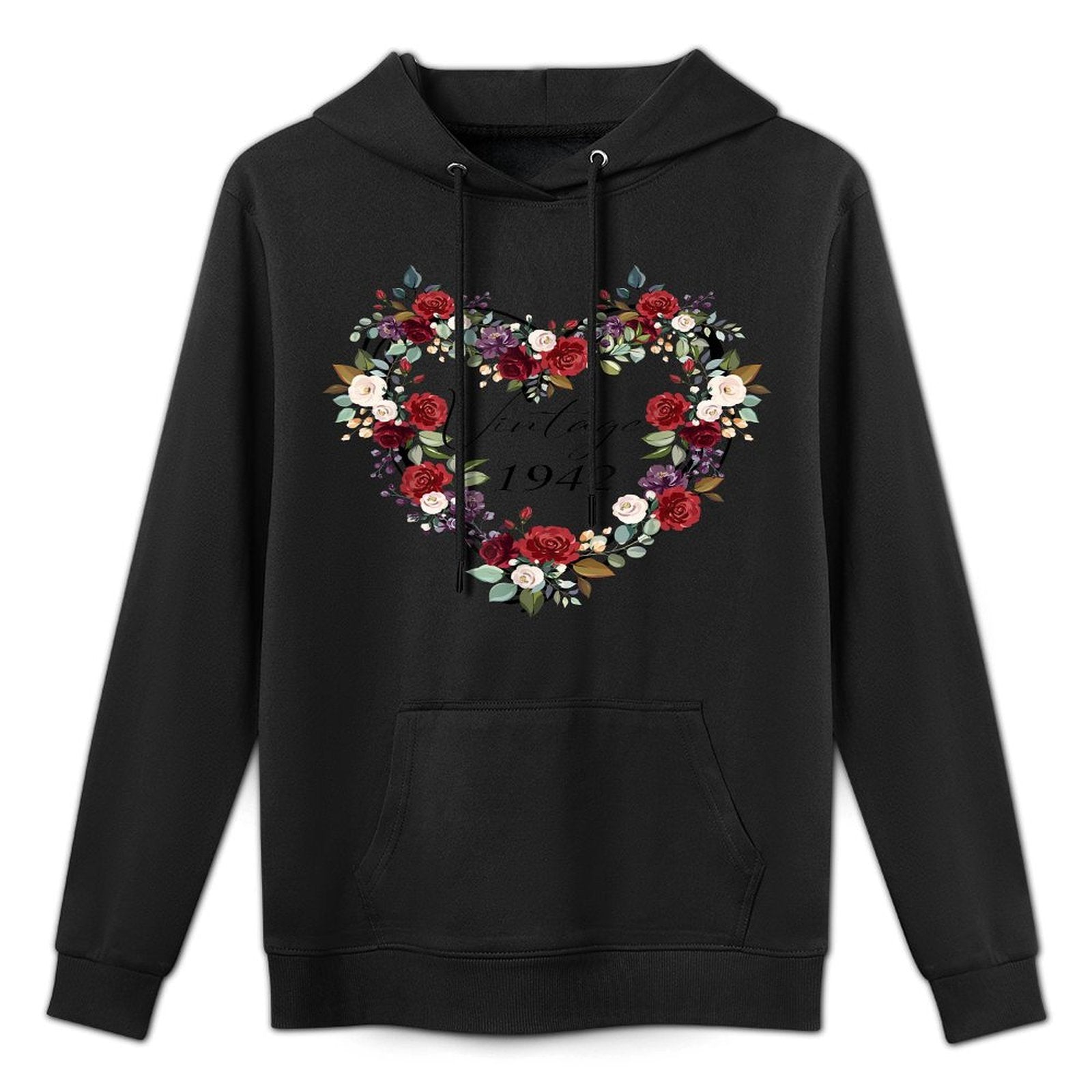 Happy Birthday Vintage 1942 Birthday Floral Flower For Women Cotton-Polyester Blend Hoodie
