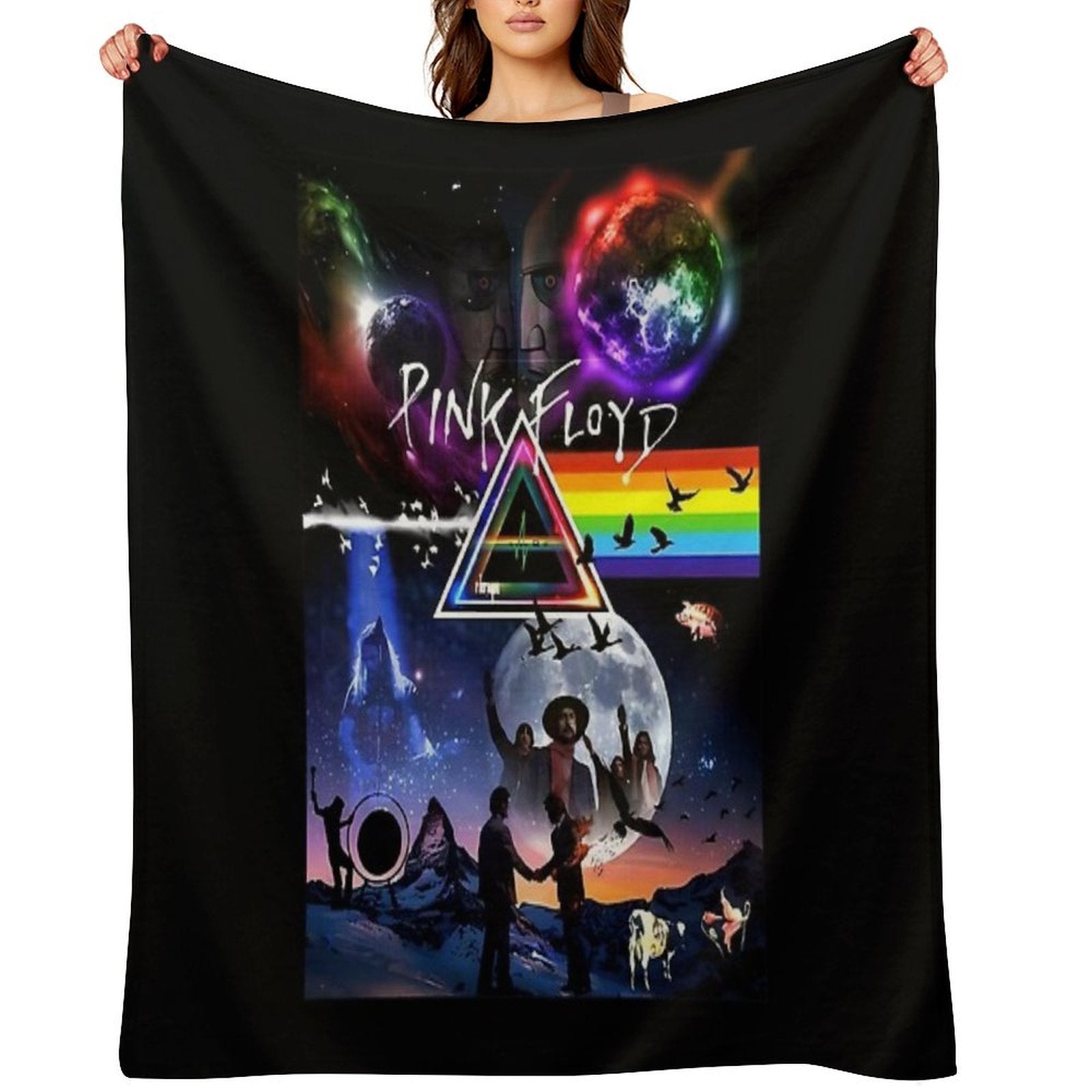 Pink Floyd Collage - Zea Shrink-resistant Throw Blanket