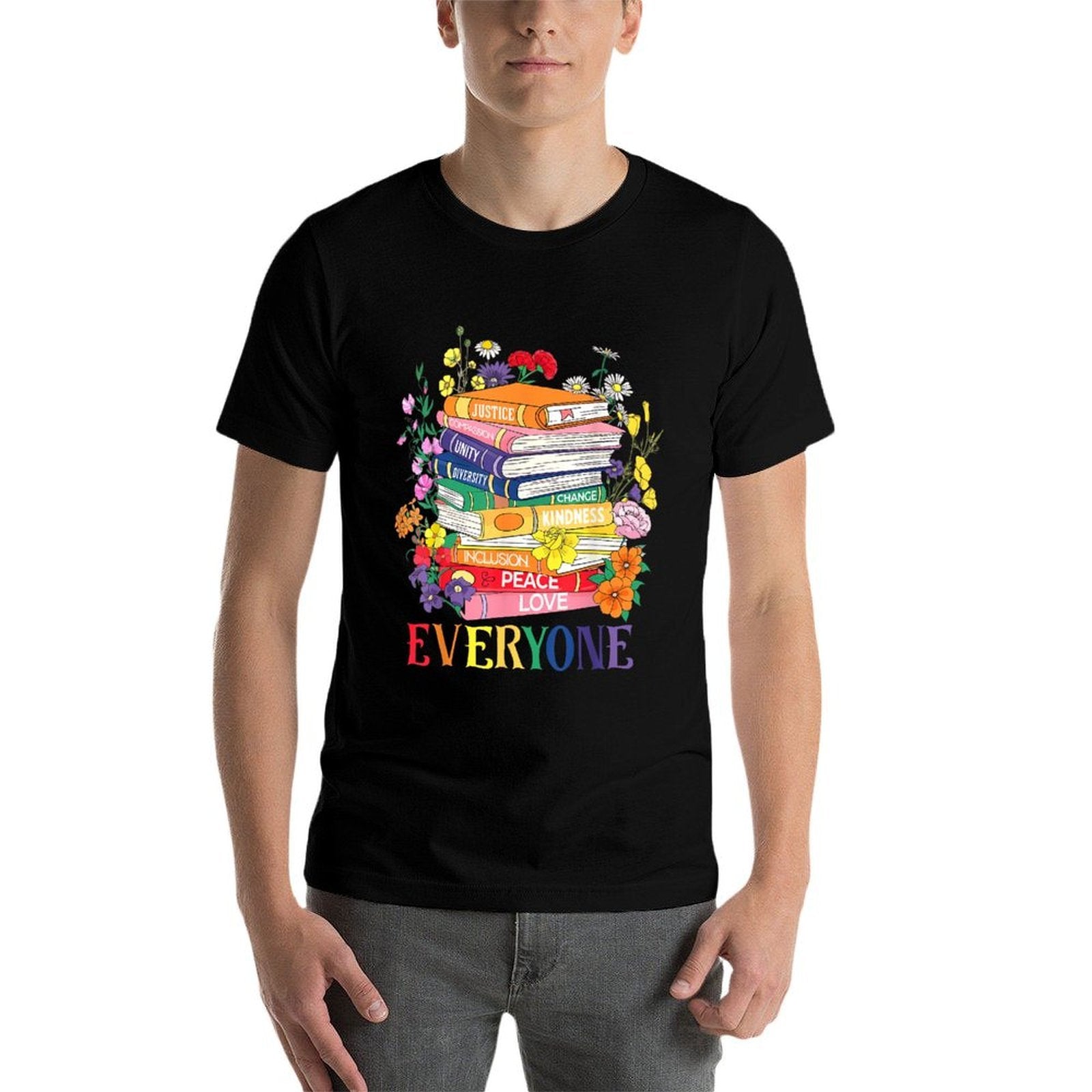 Floral Book Everyone LGBT Gay Lesbian Rights Trans Pride  Stretchy T-Shirt