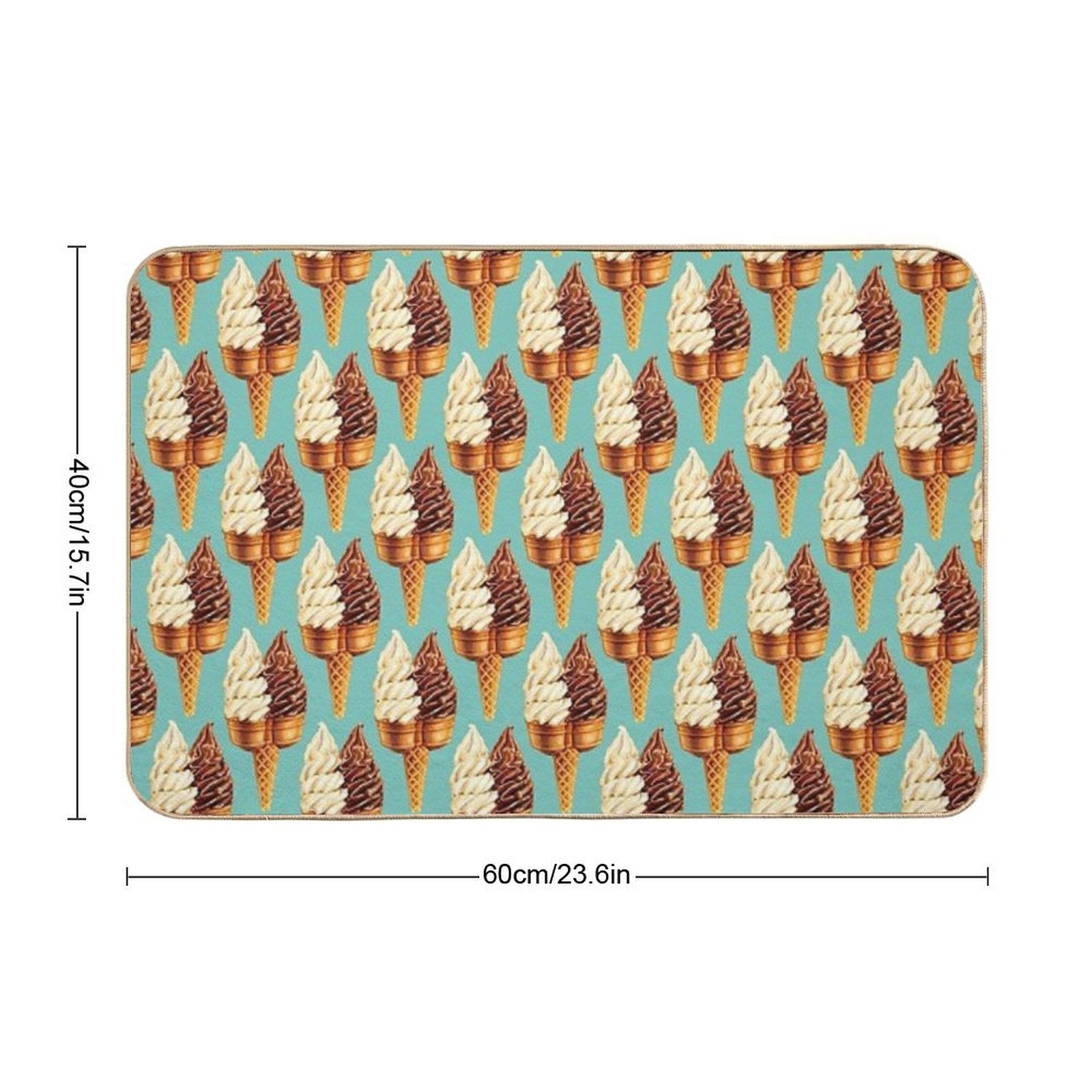 Twin Cone Pattern - Teal  Anti-Trip Bath Mat