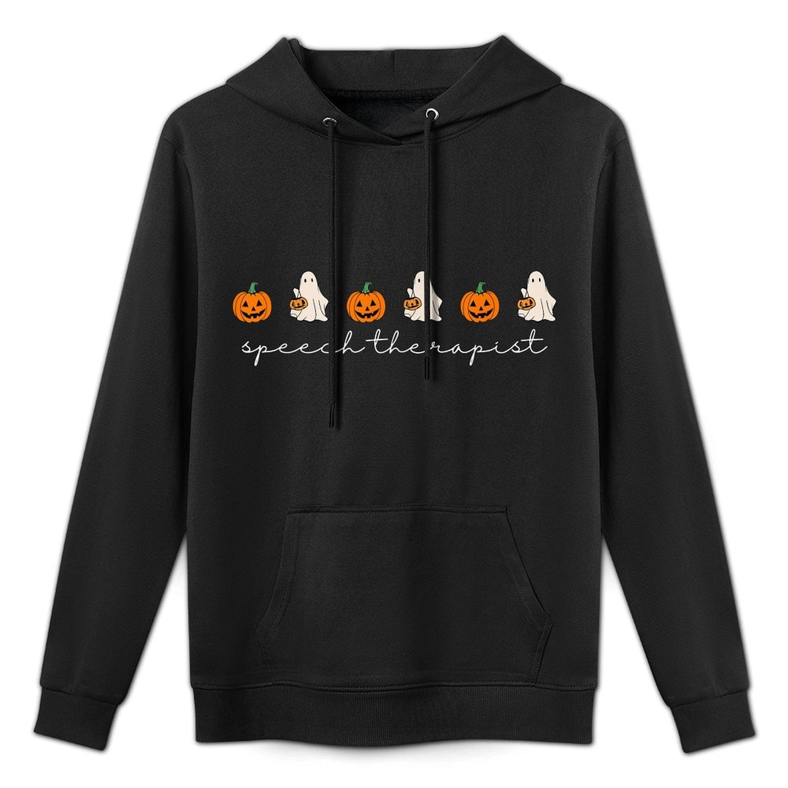 Speech Therapist Pumpkin Ghost SLP Speech Therapy Halloween Customizable Surface Hoodie