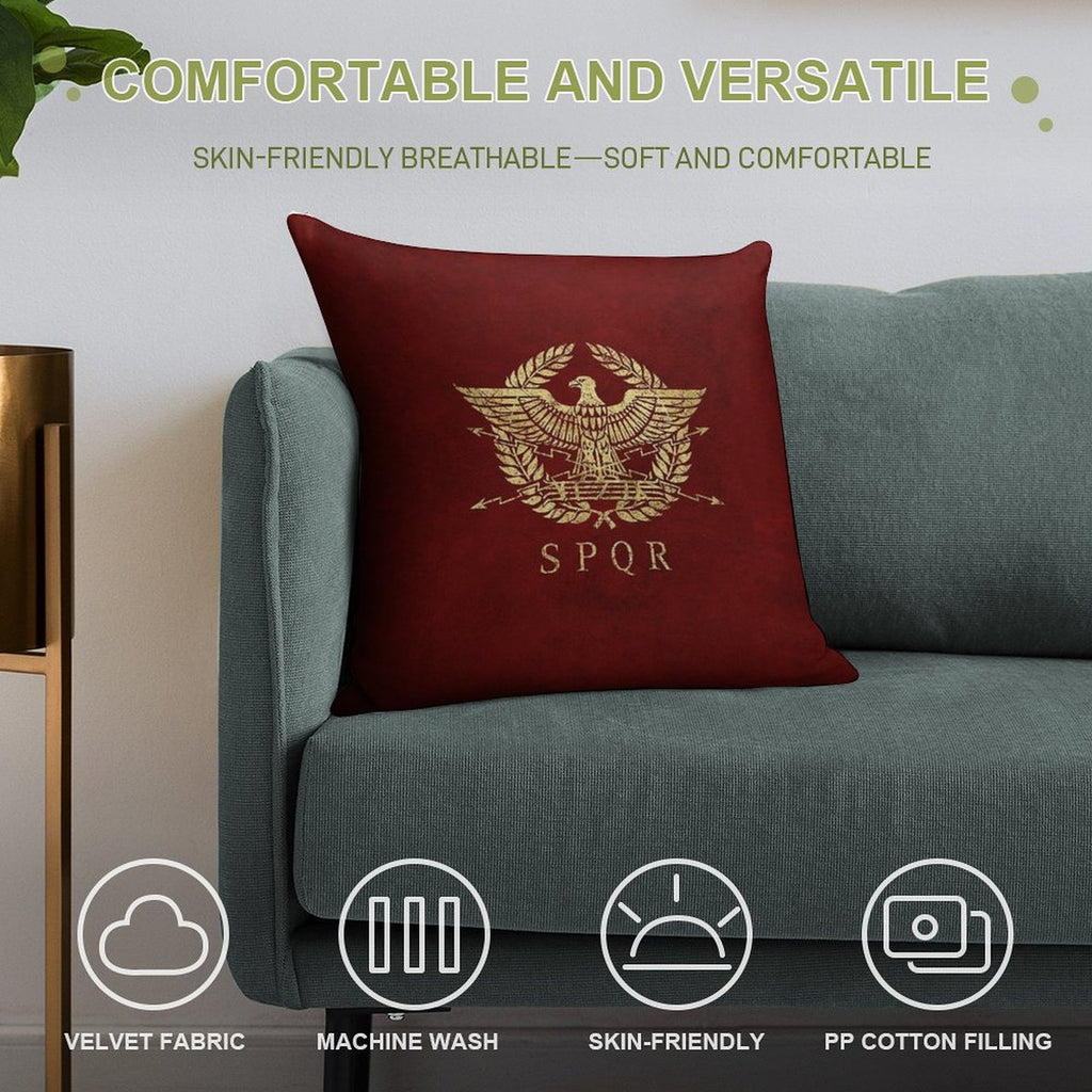 Roman Empire Emblem - Vintage Gold Soft Shrink-Resistant Throw Pillow