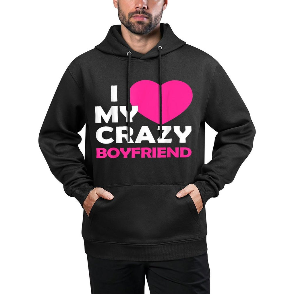 I Heart My Crazy Boyfriend Tshirt Funny Valentines Gift Shape Retention Hoodie