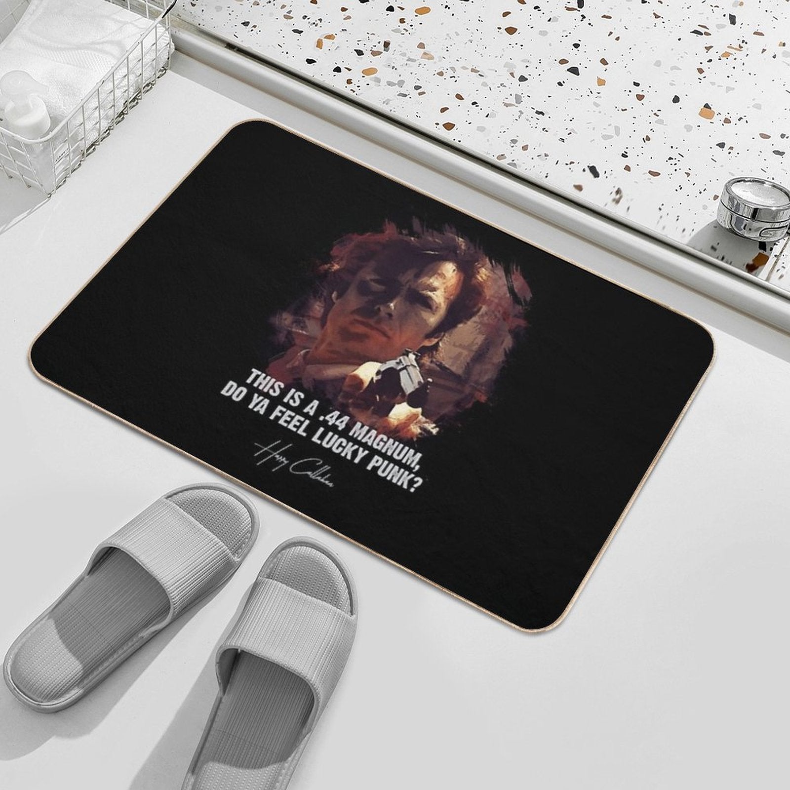 ★ DIRTY HARRY ★ Do Ya Feel Lucky Punk ➢ Clint Eastwood Famous Movie Quote ♛  Repositionable Bath Mat
