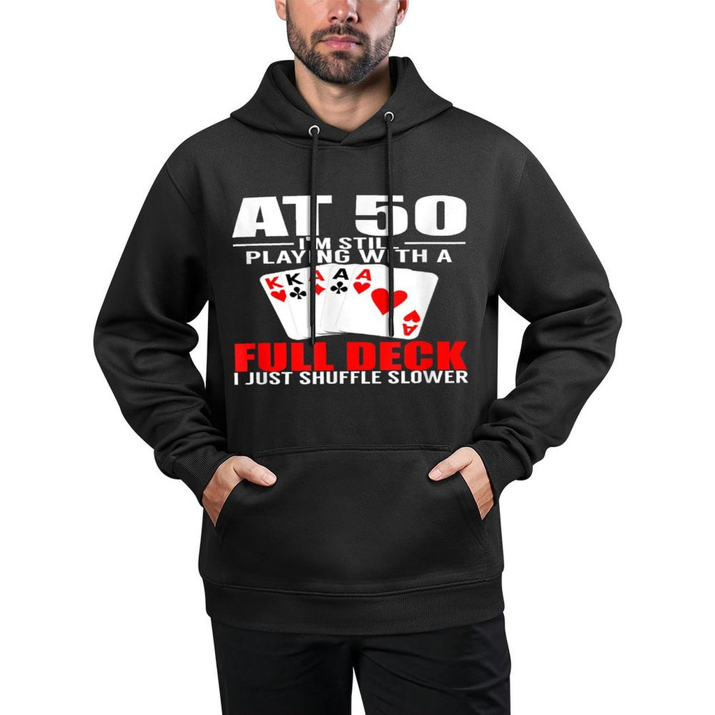 Poker Player&#39;s 50th Birthday Funny Over The Hill Gift Medium-Weight Fabric Hoodie