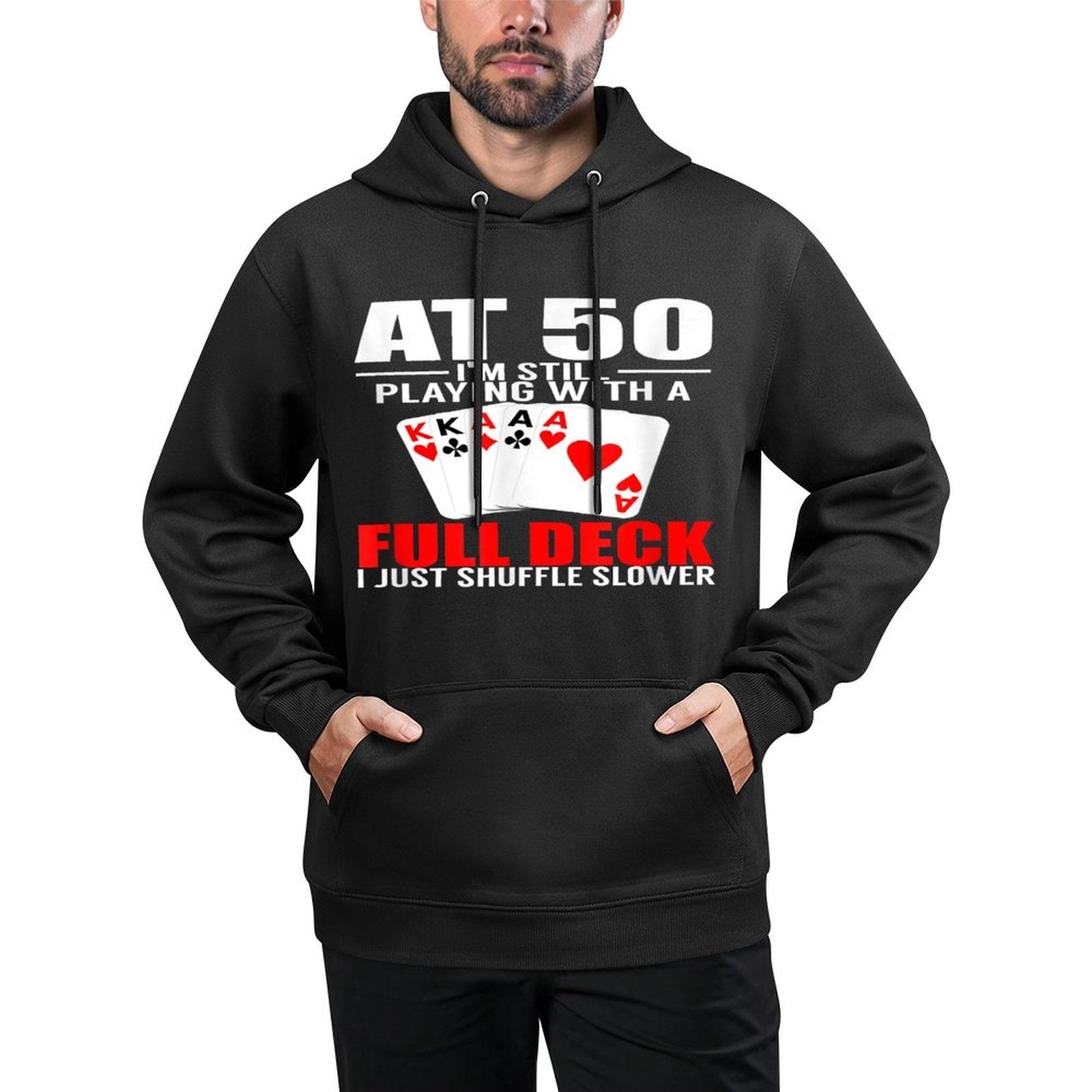 Poker Player&#39;s 50th Birthday Funny Over The Hill Gift Medium-Weight Fabric Hoodie