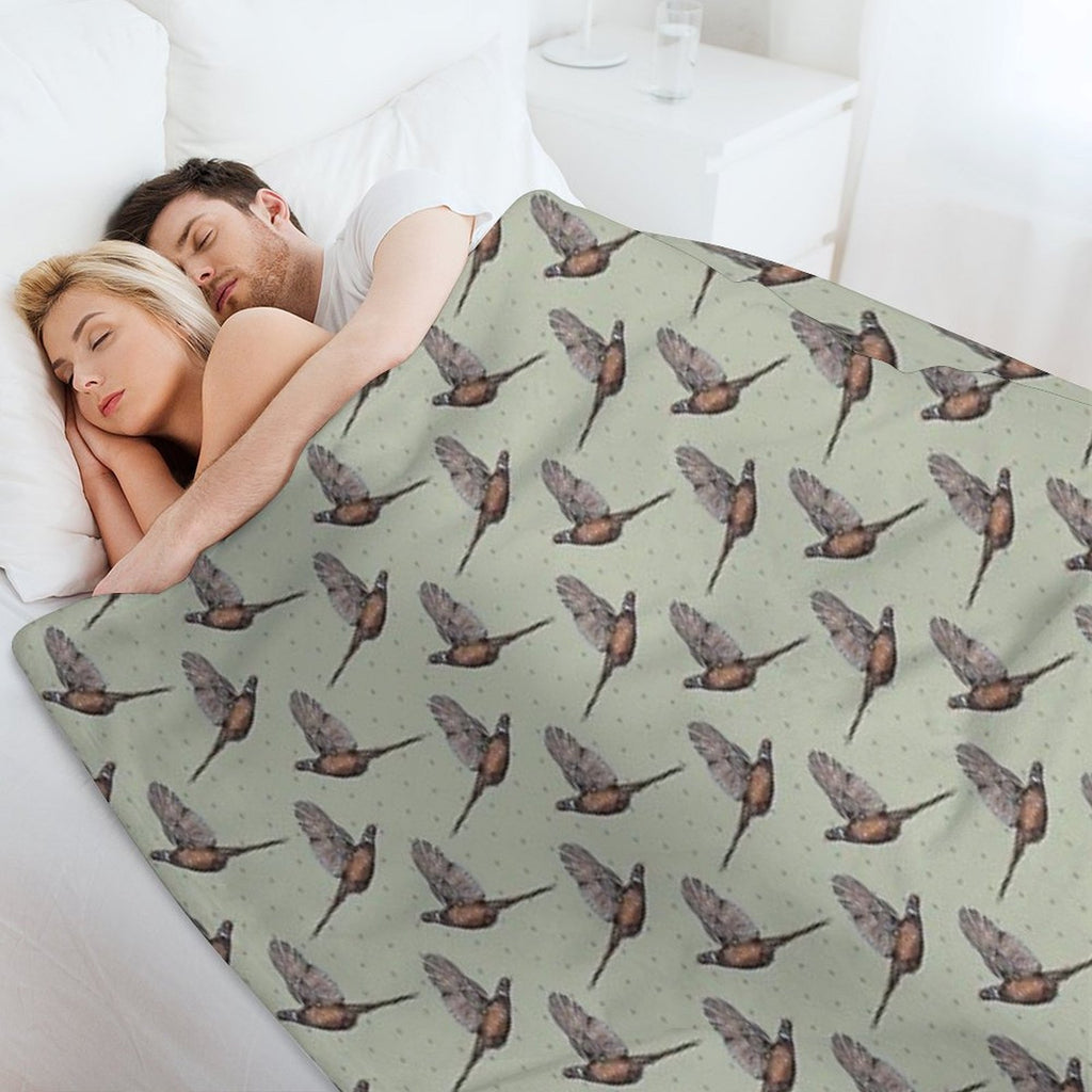 Pheasant - Country Polka Velvety-soft Throw Blanket