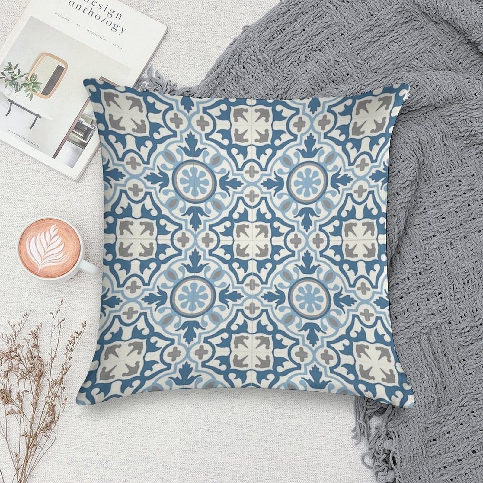 Moroccan Tile Design Soft Decorative Cover Throw Pillow