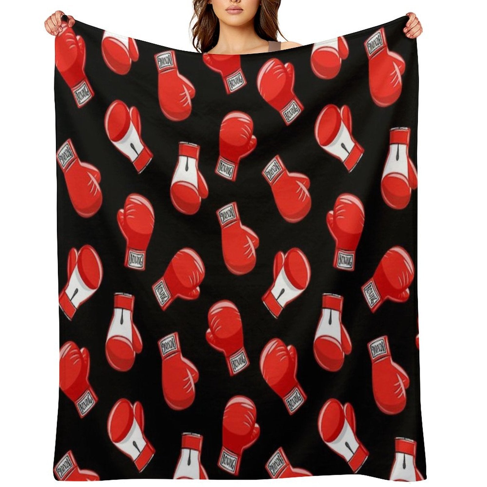 Red Boxing Gloves Anti-pilling Throw Blanket
