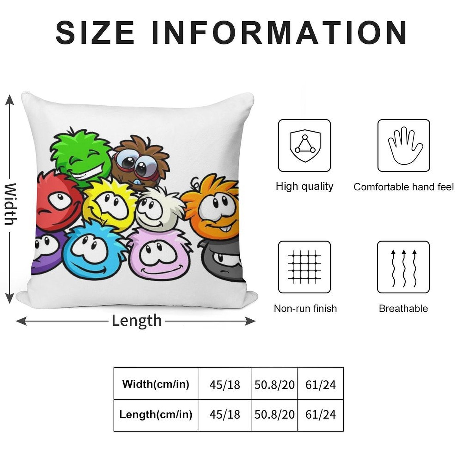 Club Penguin Puffles Soft Decorative Cover Throw Pillow
