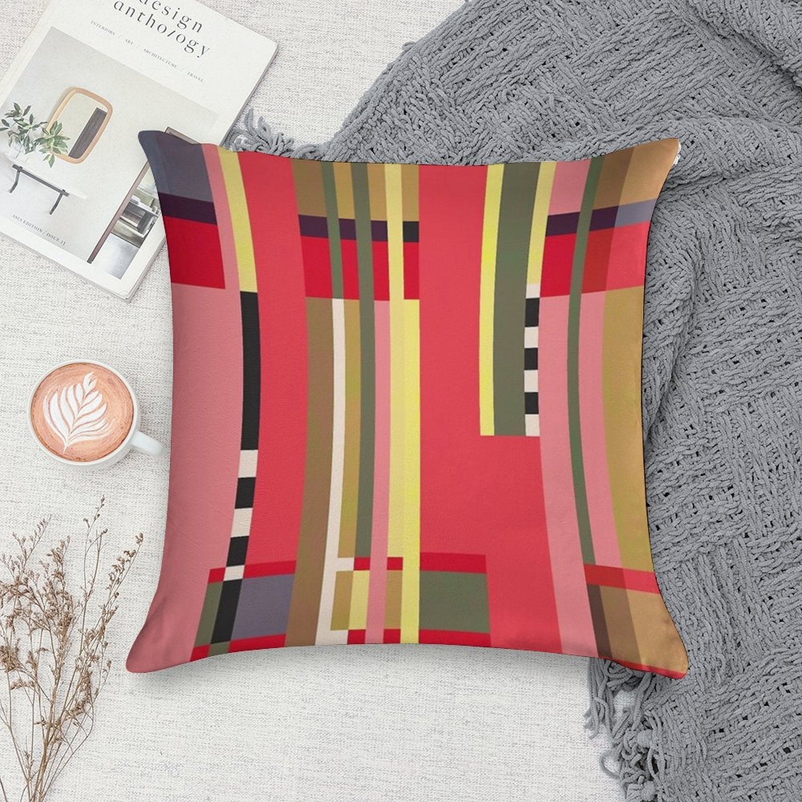 Geometric Design - Bauhaus Inspired Soft Ultra-Soft Texture Throw Pillow