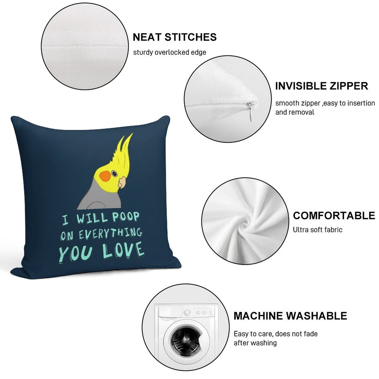 I WILL POOP ON EVERYTHING YOU LOVE Soft Style Accent Throw Pillow