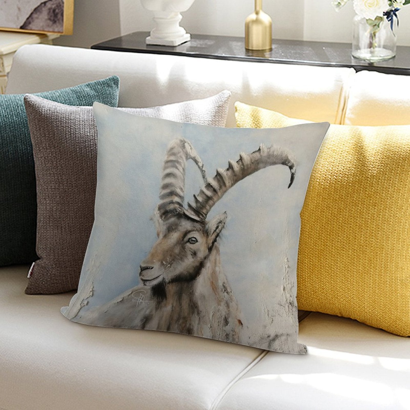 Ibex Goat Soft Shrink-Resistant Throw Pillow