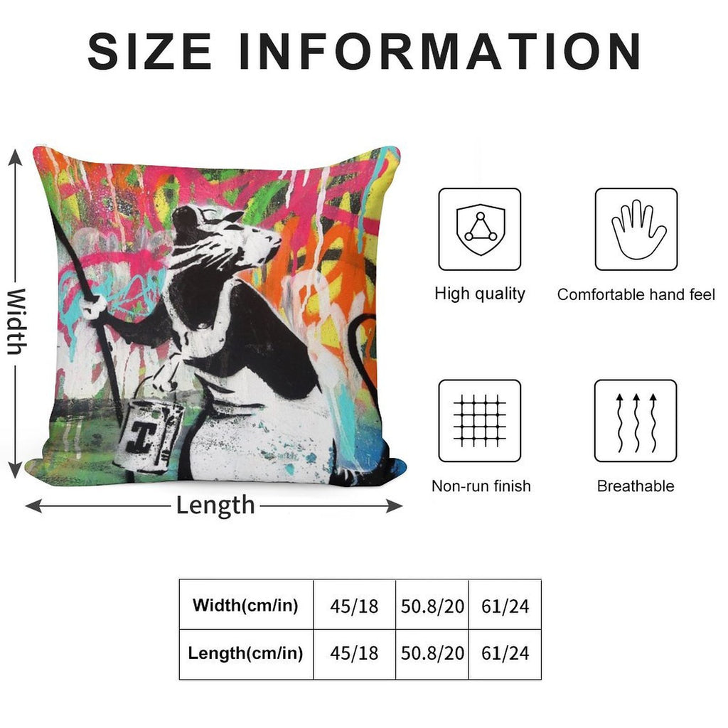 Banksy The Rat  Graffiti Street Art  Best Street Artist in The World Soft Anti-Pilling Throw Pillow