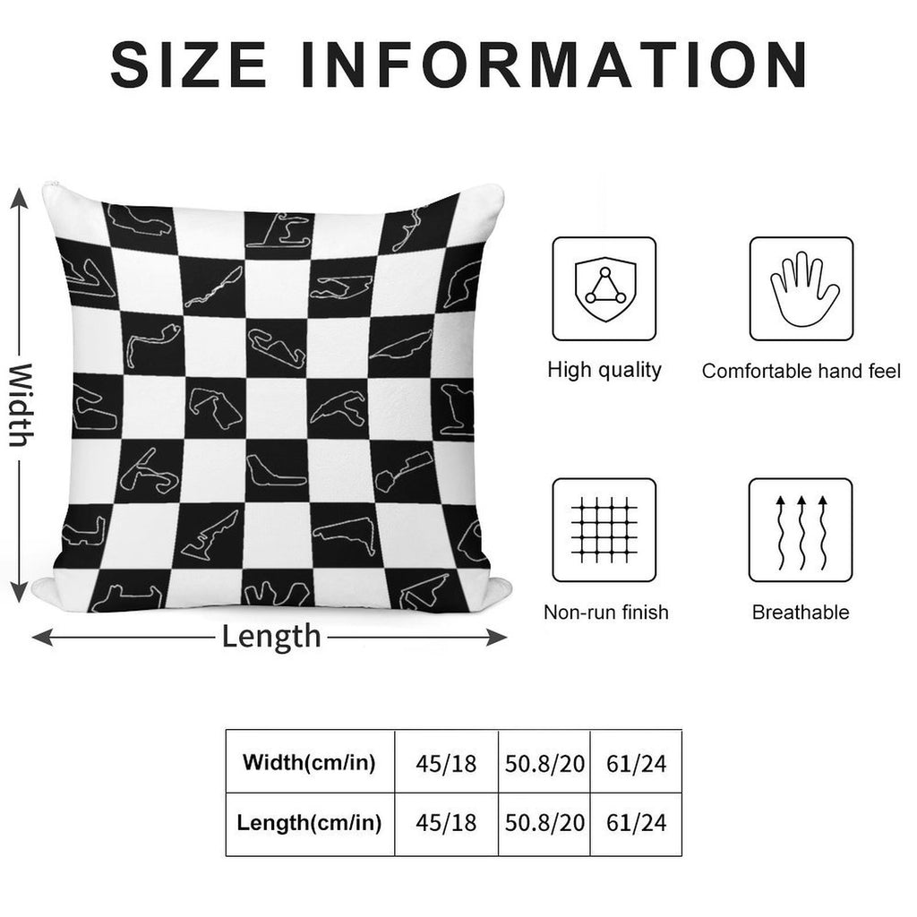 F1 Tracks 2025 Checkered Flag Soft Shrink-Resistant Throw Pillow