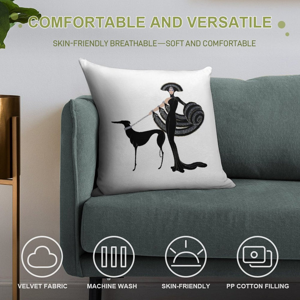 Art Deco Era Haute Couture Fashion Illustration Soft Warmth Comfort Throw Pillow