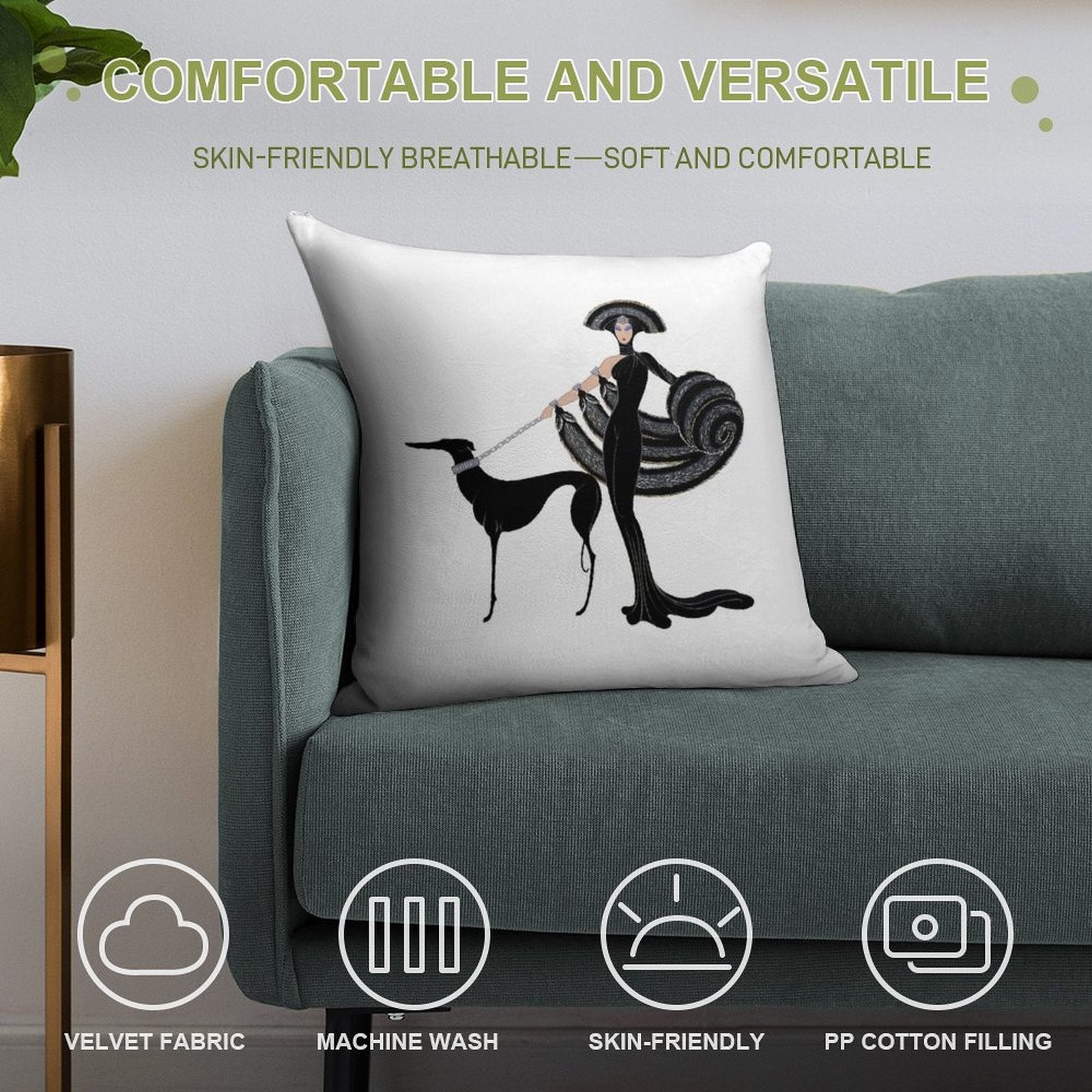 Art Deco Era Haute Couture Fashion Illustration Soft Warmth Comfort Throw Pillow