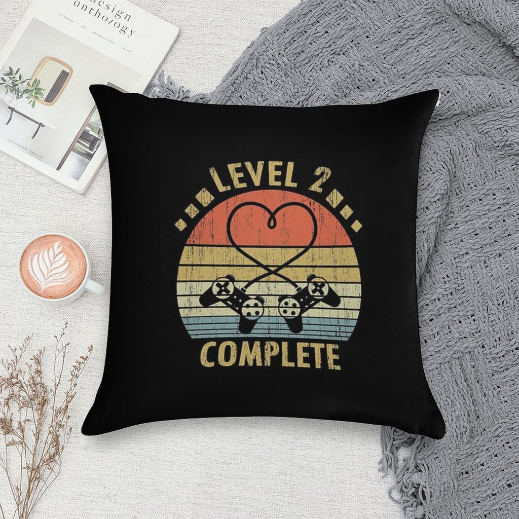 Level 2 Complete - 2nd Wedding Anniversary Gift Video Gamer Soft Ultra-Soft Texture Throw Pillow