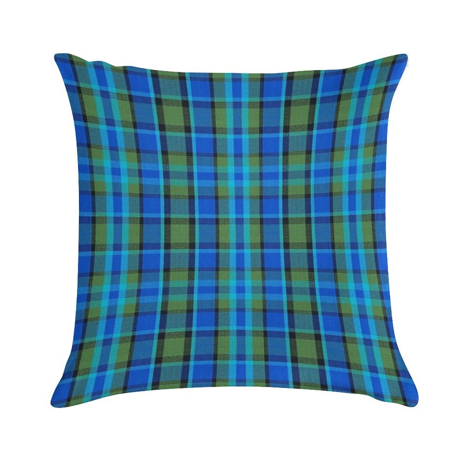Westy Tartan Blue Plaid for Bulli Bus Camper Soft Multiple Sizes Throw Pillow