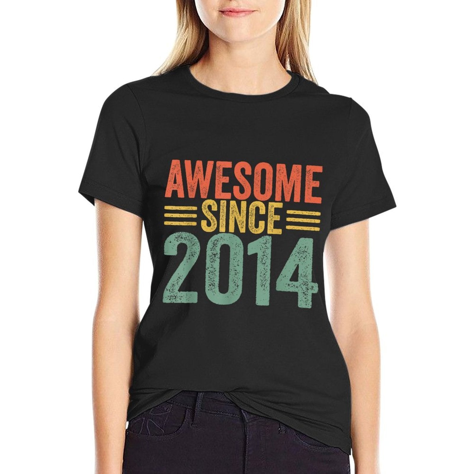 Awesome Since 2014 10th Birthday Retro 10 Years Old Boy Mens  Oversized Silhouette T-Shirt