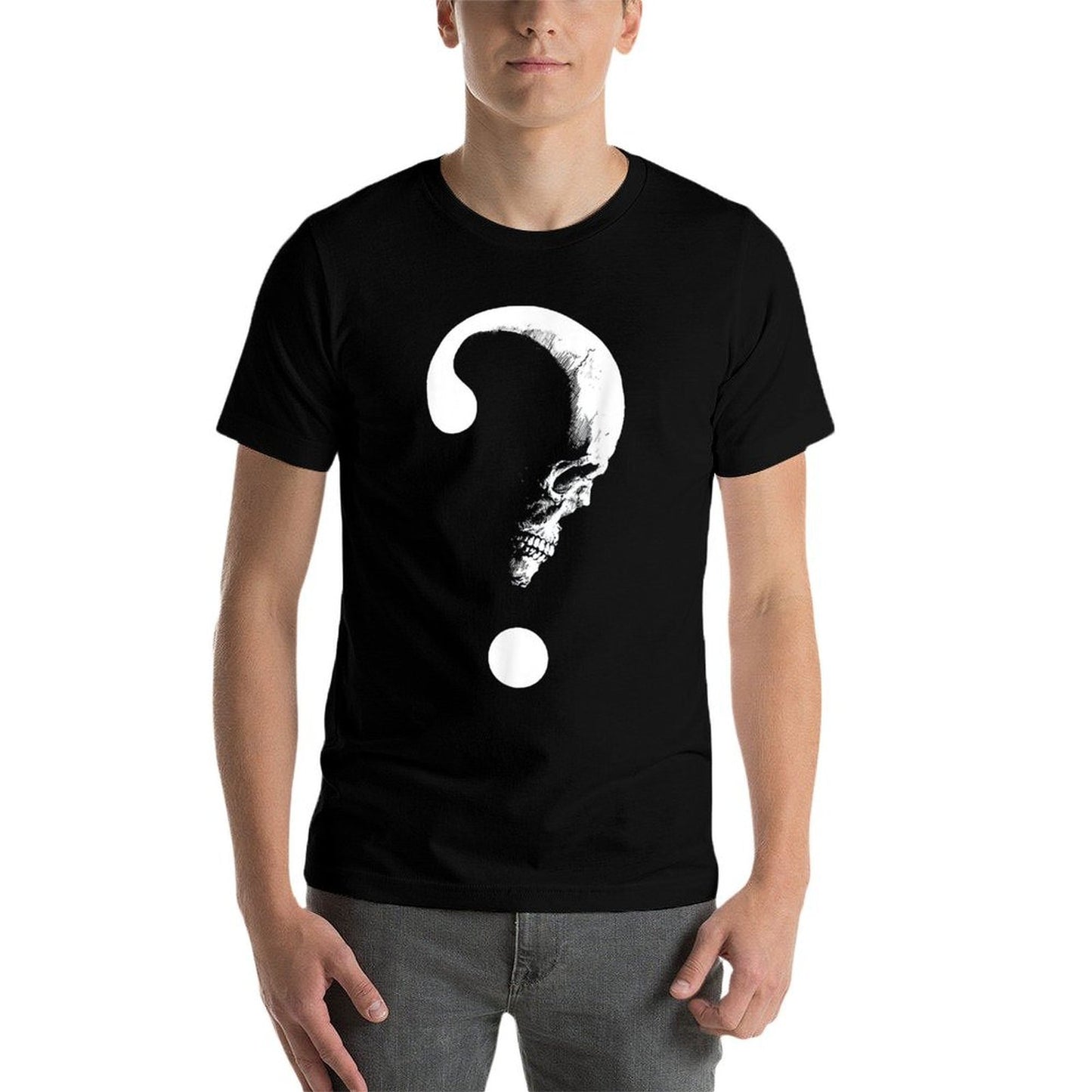 Skull Question Mark Shape Meme Skeleton Unique Skull Lovers  Slim-fit Cut T-Shirt