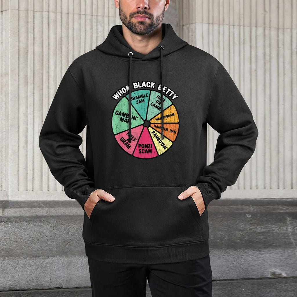 Whoa Black Betty - Funny 70s Classic Rock Music Pie Chart Durable Construction Hoodie