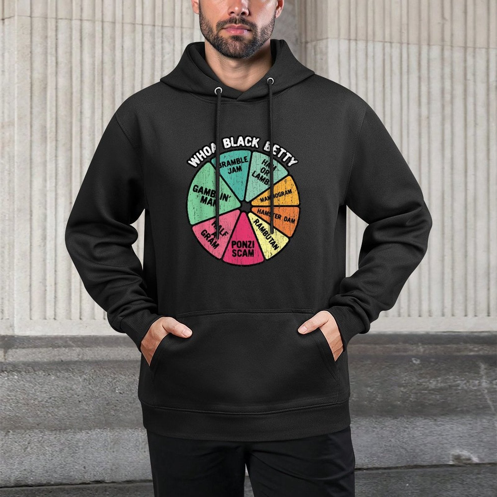 Whoa Black Betty - Funny 70s Classic Rock Music Pie Chart Durable Construction Hoodie