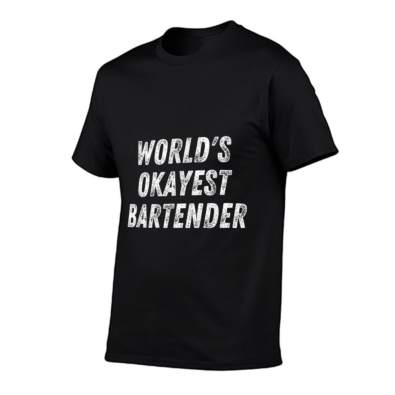 Worlds Okayest Bartender Funny Bartending Mixologist  Ribbed Collar T-Shirt