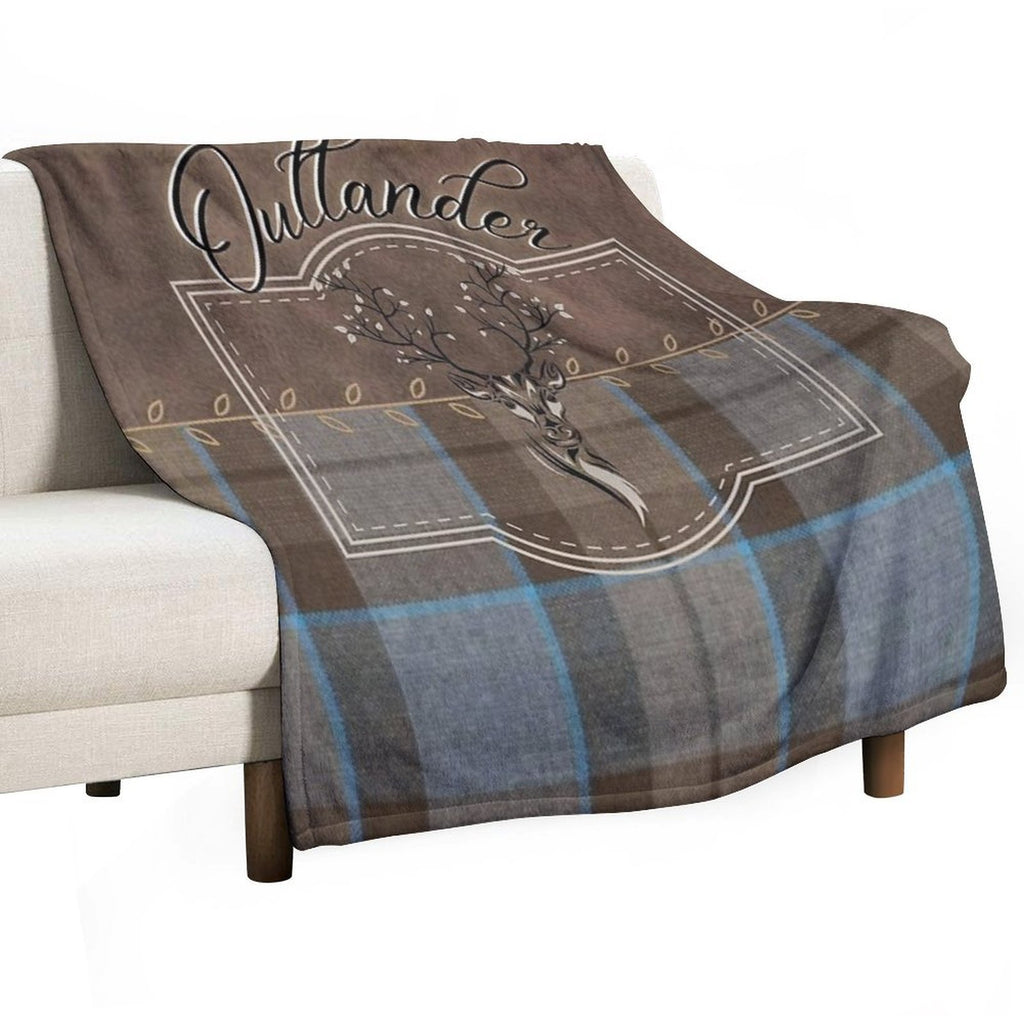 Outlander - Leather And Tartan with Stag Durable Throw Blanket