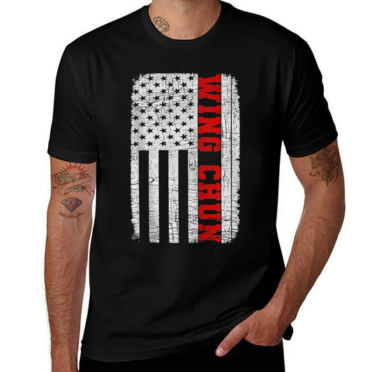 Wing Chun American 4th July Patriotic Funny Gift  Fade-proof Color T-Shirt