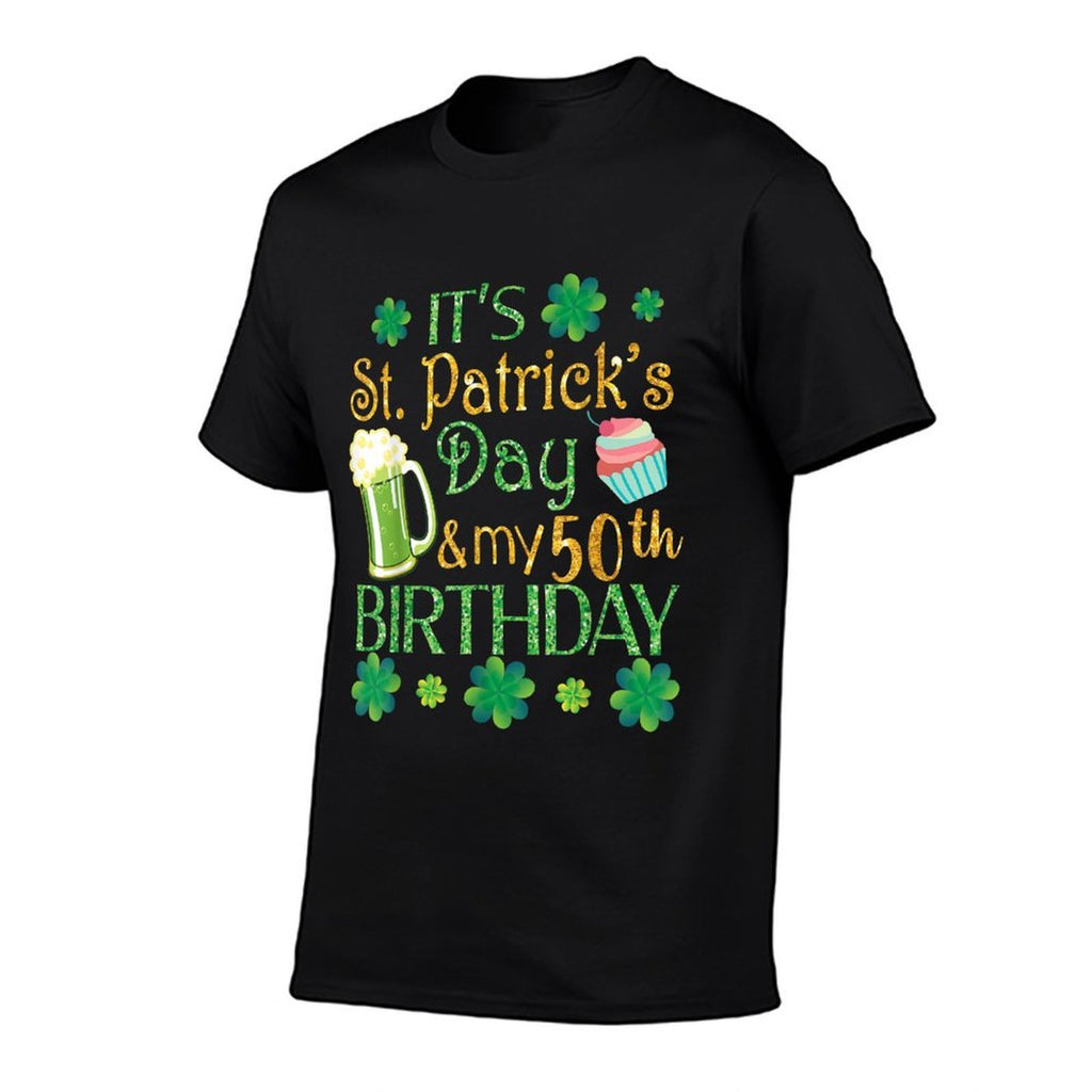 Shamrocks Beer & Cake It's St Patrick Day & My 50th Birthday  Oversized Silhouette T-Shirt