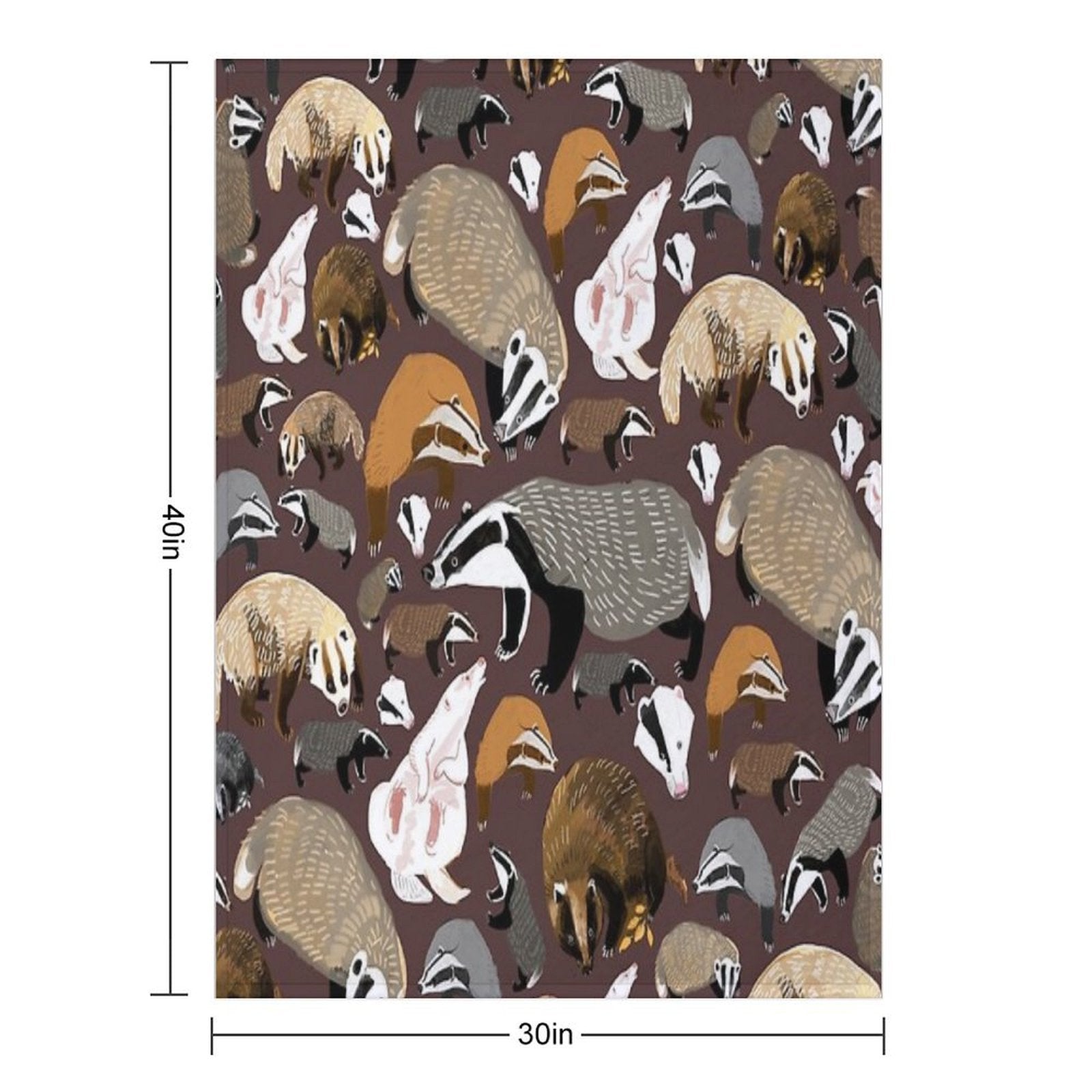 Eurasian Badgers Pattern Maroon Durable Throw Blanket