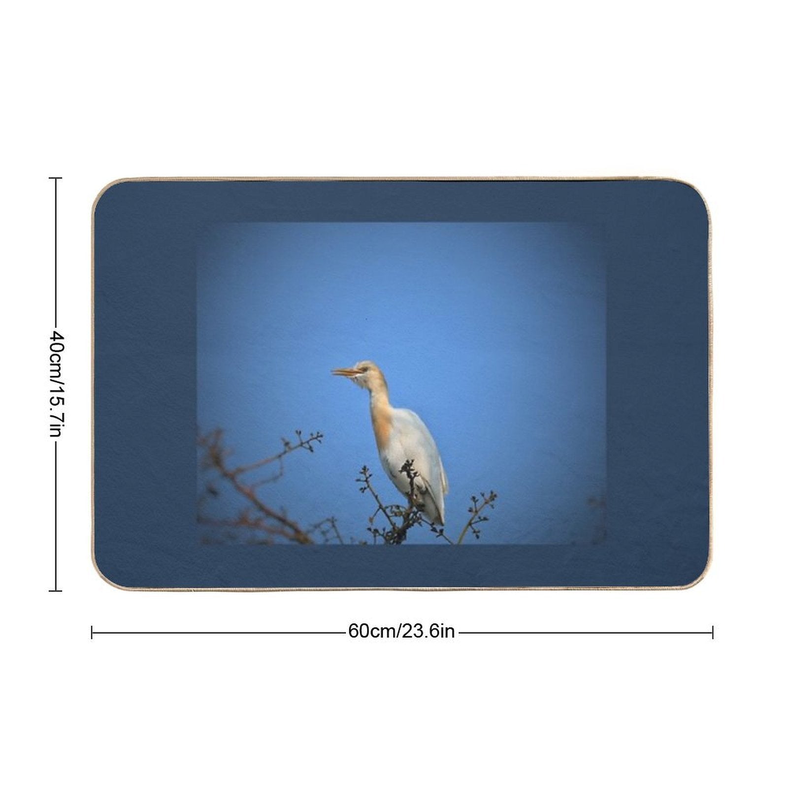 Cattle Egret Stands Gracefully in Field  Toxin-Free Bath Mat