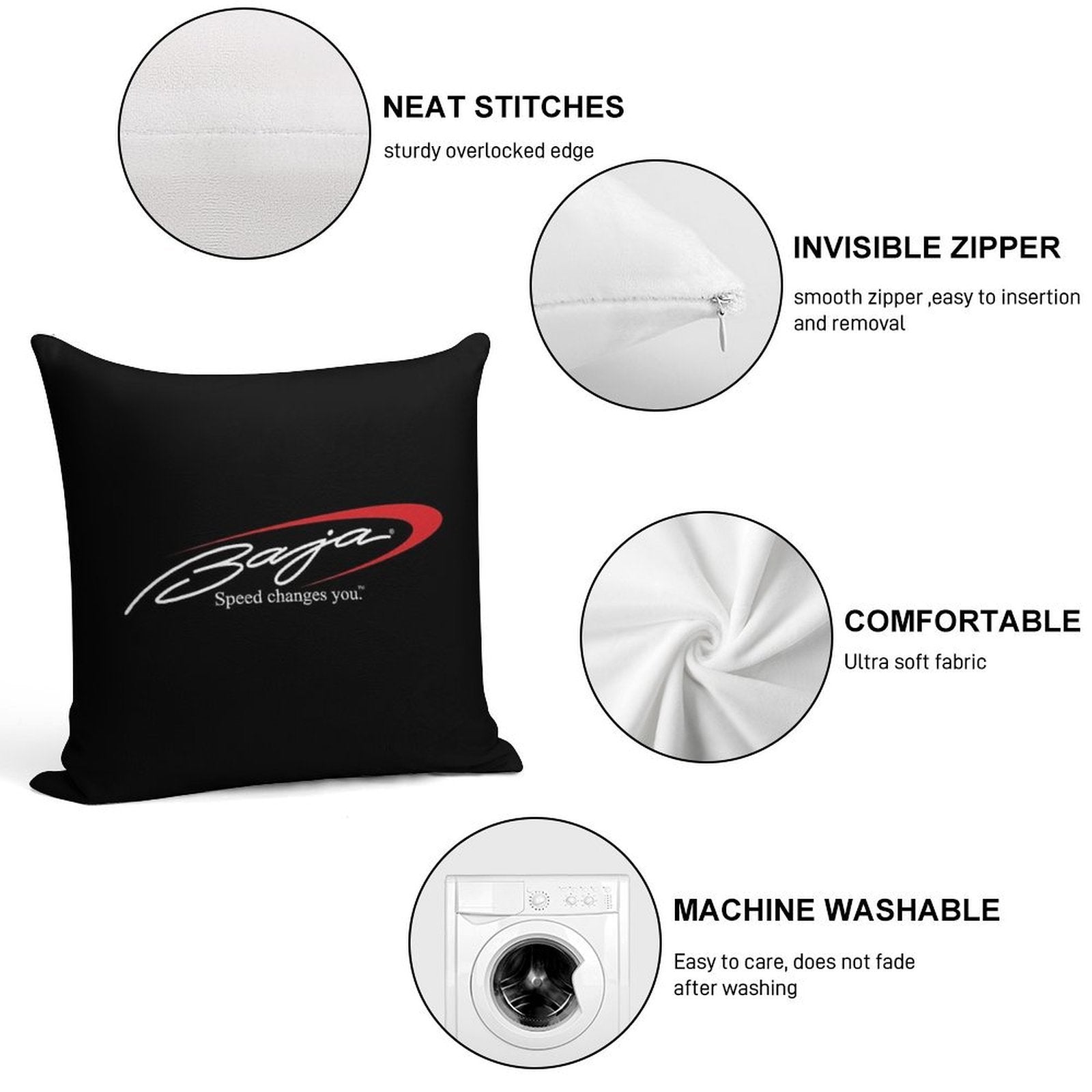 BAJA POWER BOATS Pocket Soft High-Density Material Throw Pillow