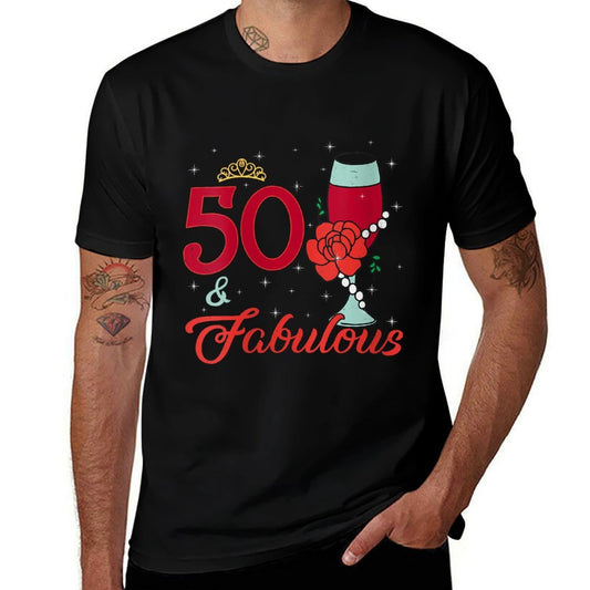 Womens 50th Birthday Decorations Women 50 And Fabulous 50 Year Old  Graphic-printed T-Shirt