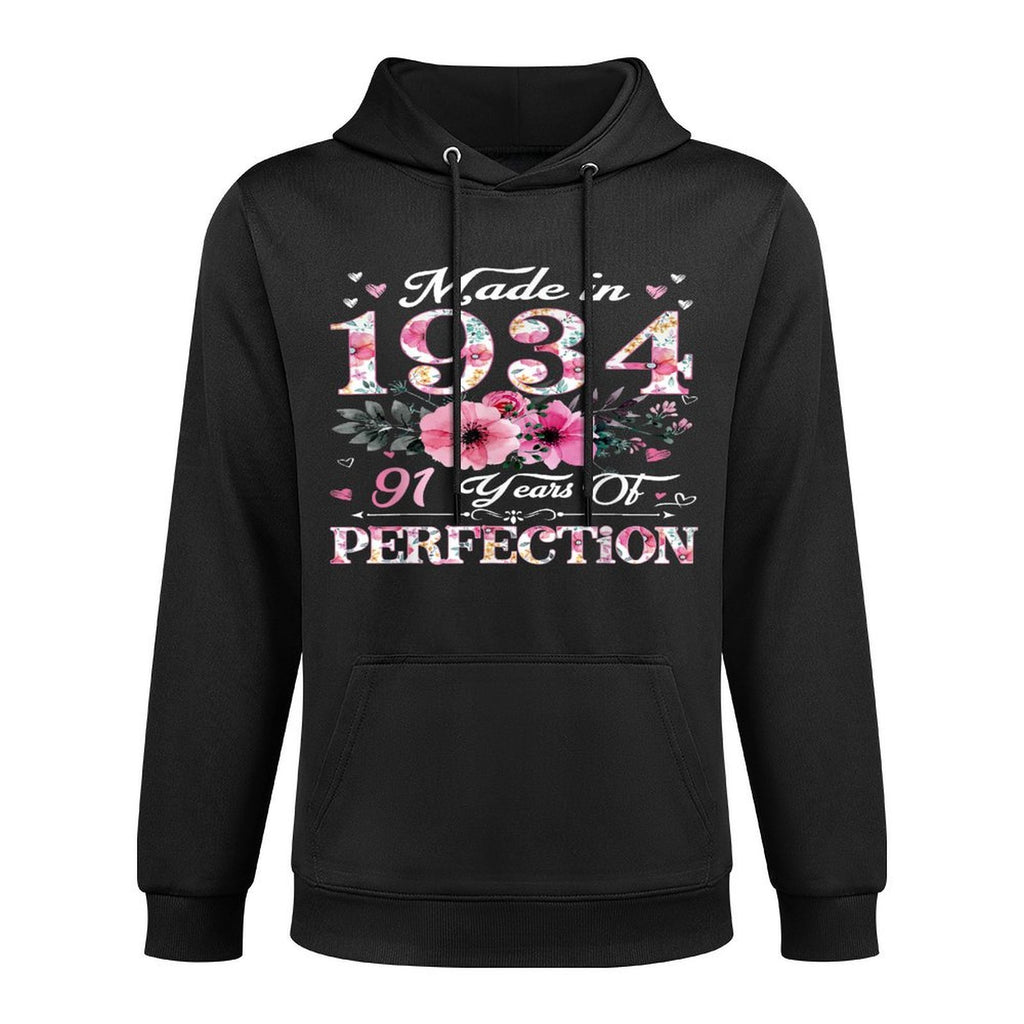 91 Year Old Made In 1934 Floral 91st Birthday Gift For Women Breathable Fabric Hoodie