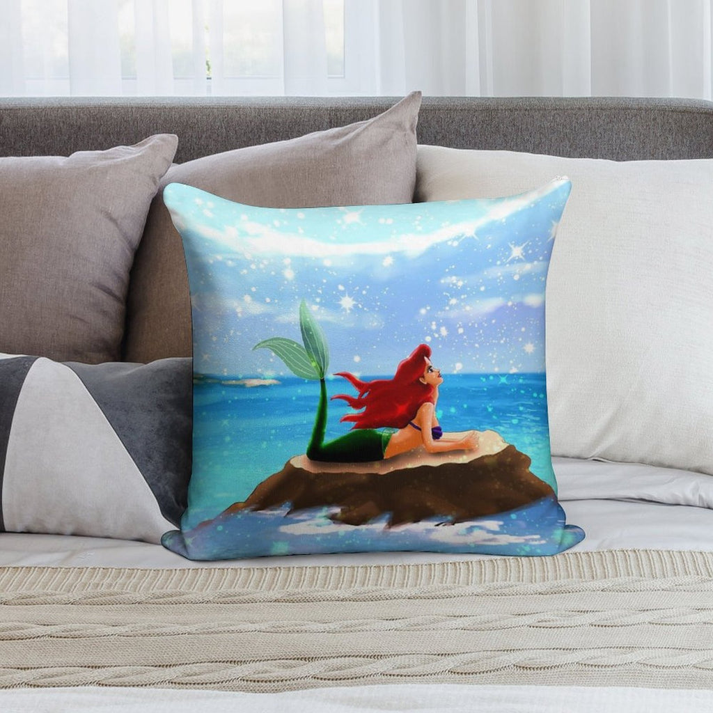 Little Mermaid - Azure Blue Soft Warmth Comfort Throw Pillow