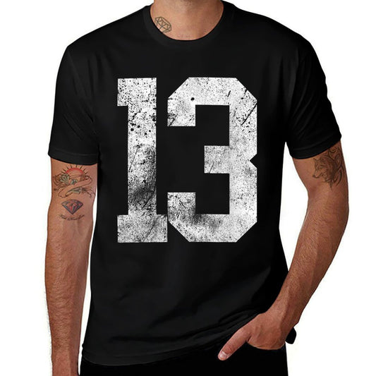 13 Cool Distressed Birthday Lucky Number Player 13th  Polyester Blend T-Shirt