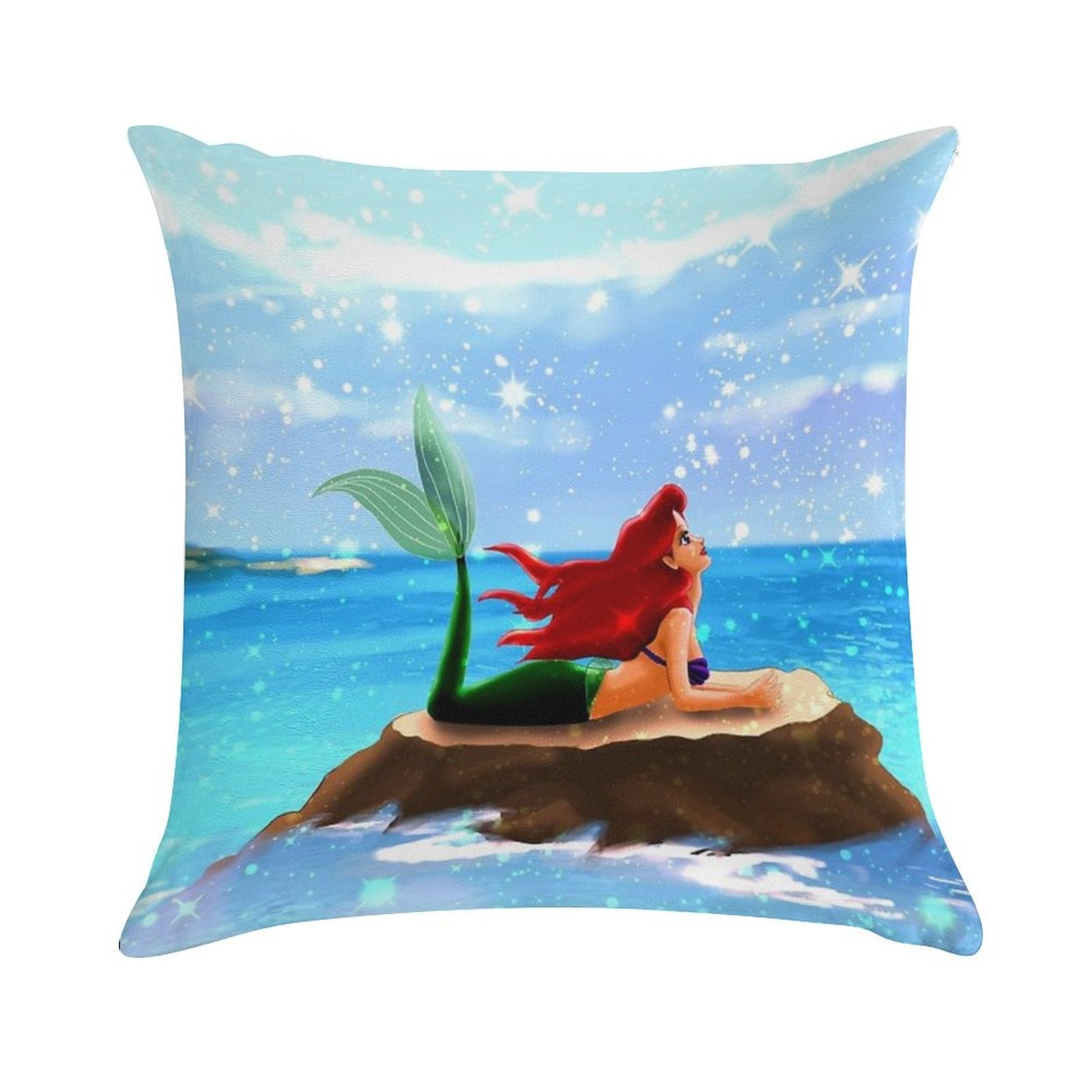 Little Mermaid - Azure Blue Soft Warmth Comfort Throw Pillow