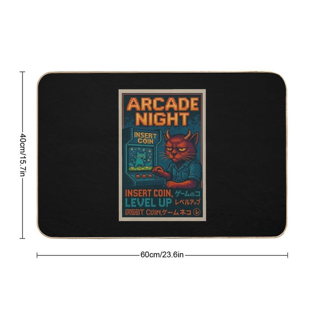 Arcade Night Leveling Up in Silence  Non-Slip Bath Mat