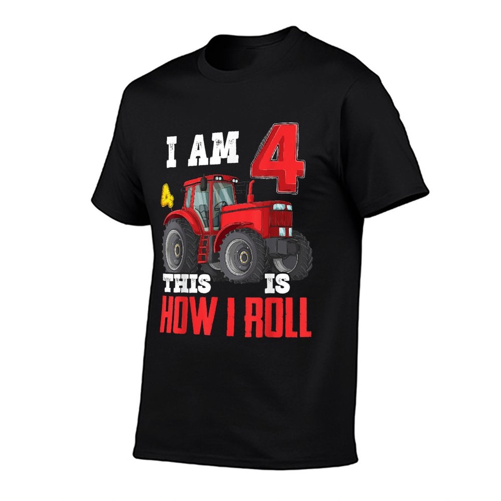 I Am 4 This Is How I Roll 4th Birthday Four Years Tractor  High-quality Stitching T-Shirt