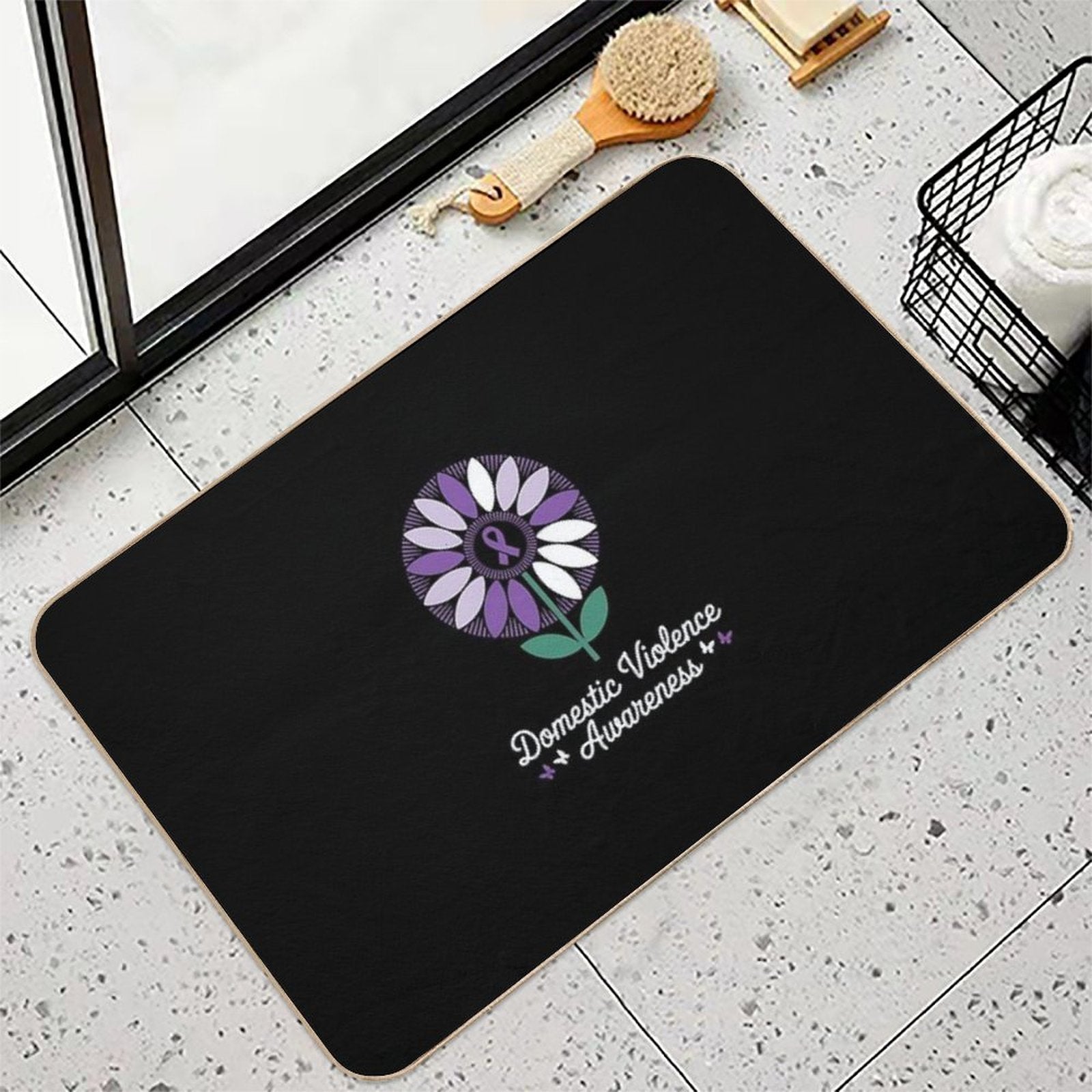 1 Sunflower Domestic Violence Awareness Month  High-Traffic Bath Mat