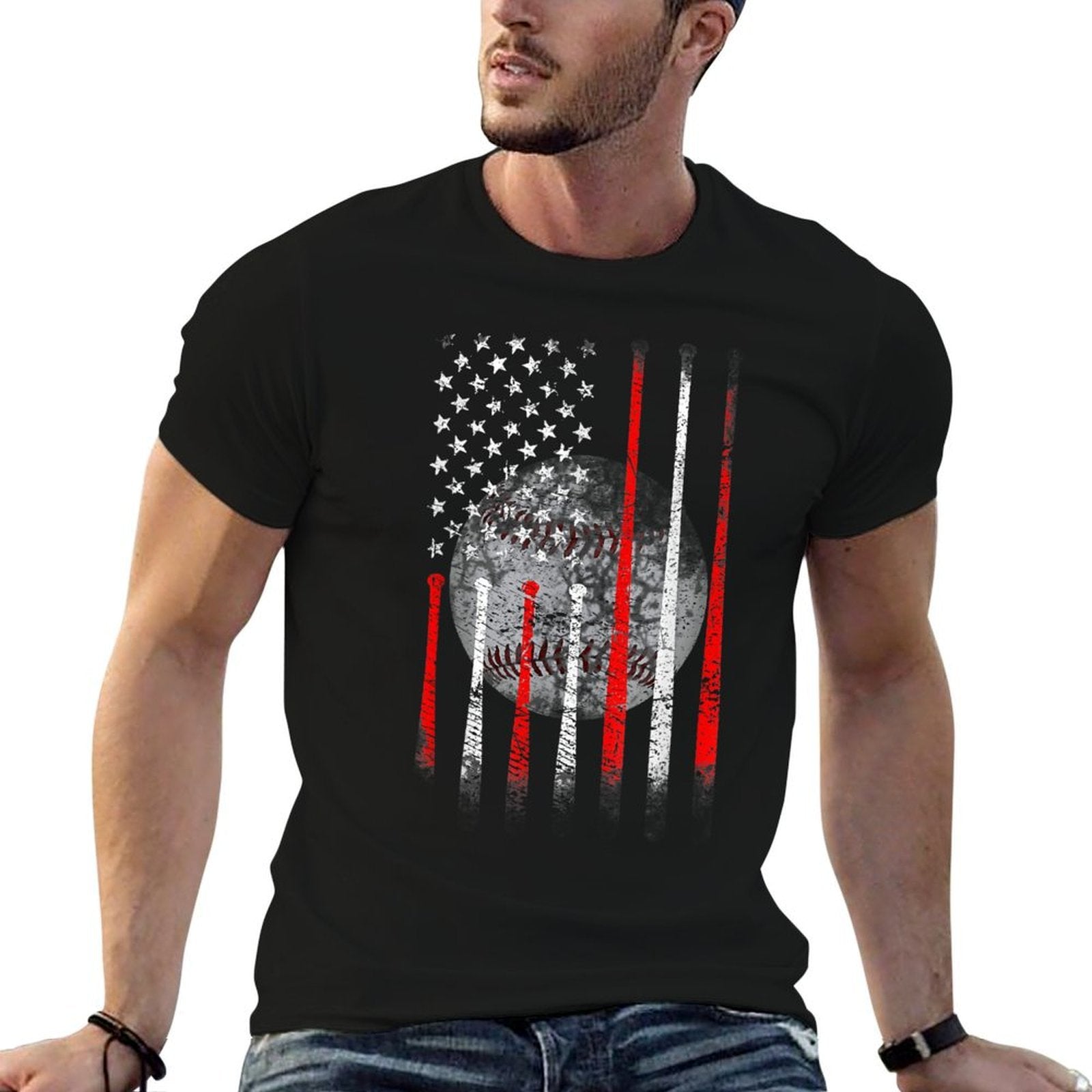 Baseball USA American Patriotic  Soft T-Shirt