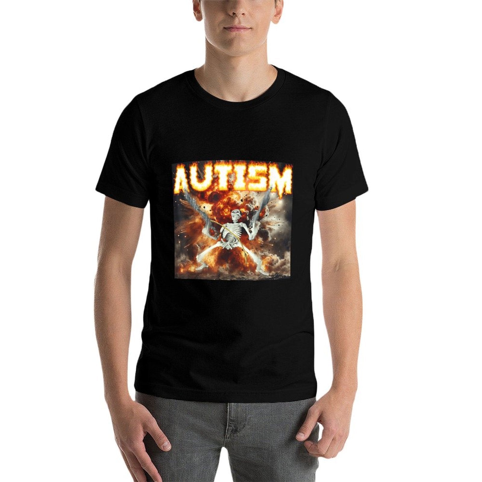 Autistic Funny Skeleton Autism Skeleton Meme Oddly  Classic T-Shirt