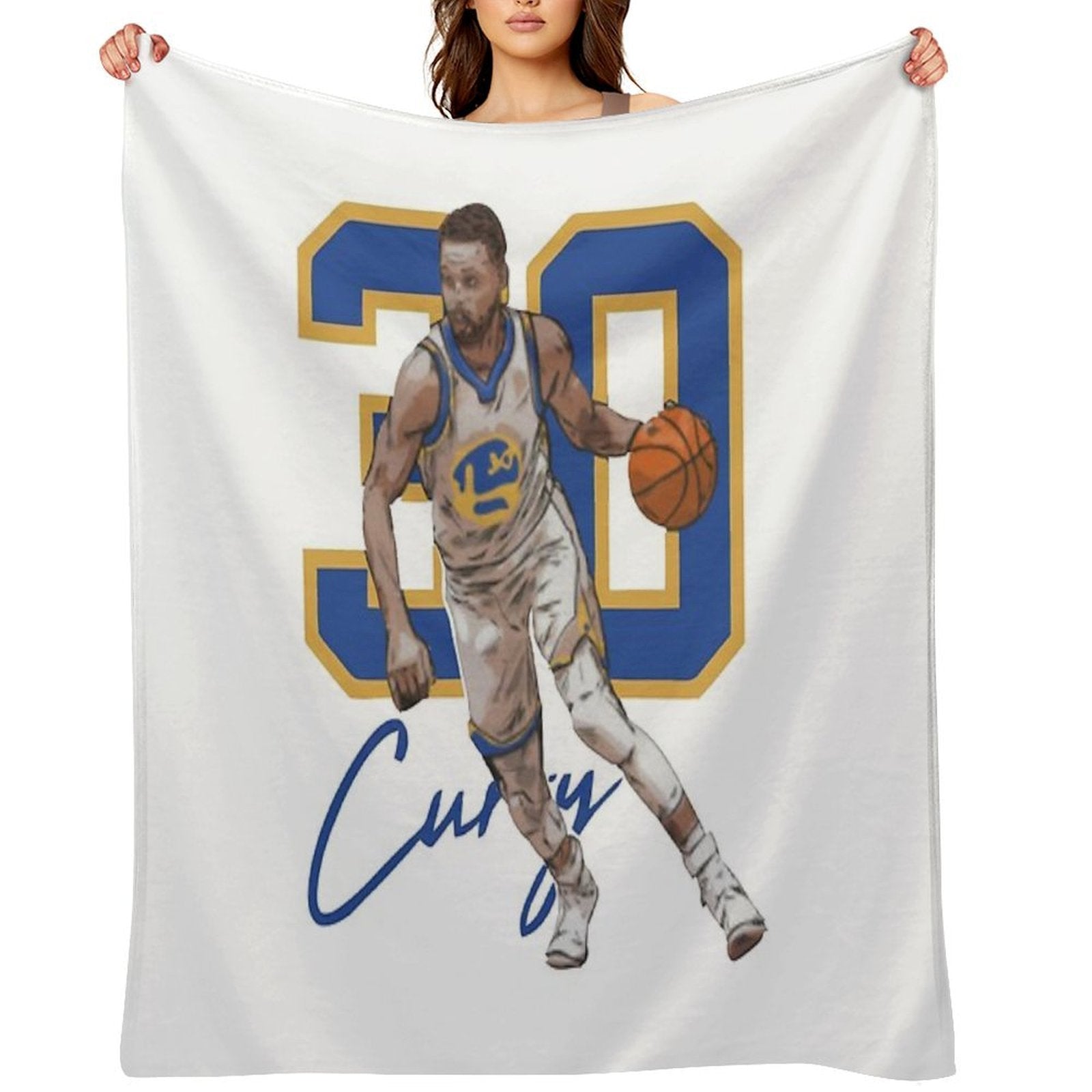 Stephen Curry Golden State Basketball Illustration Eco-conscious Throw Blanket